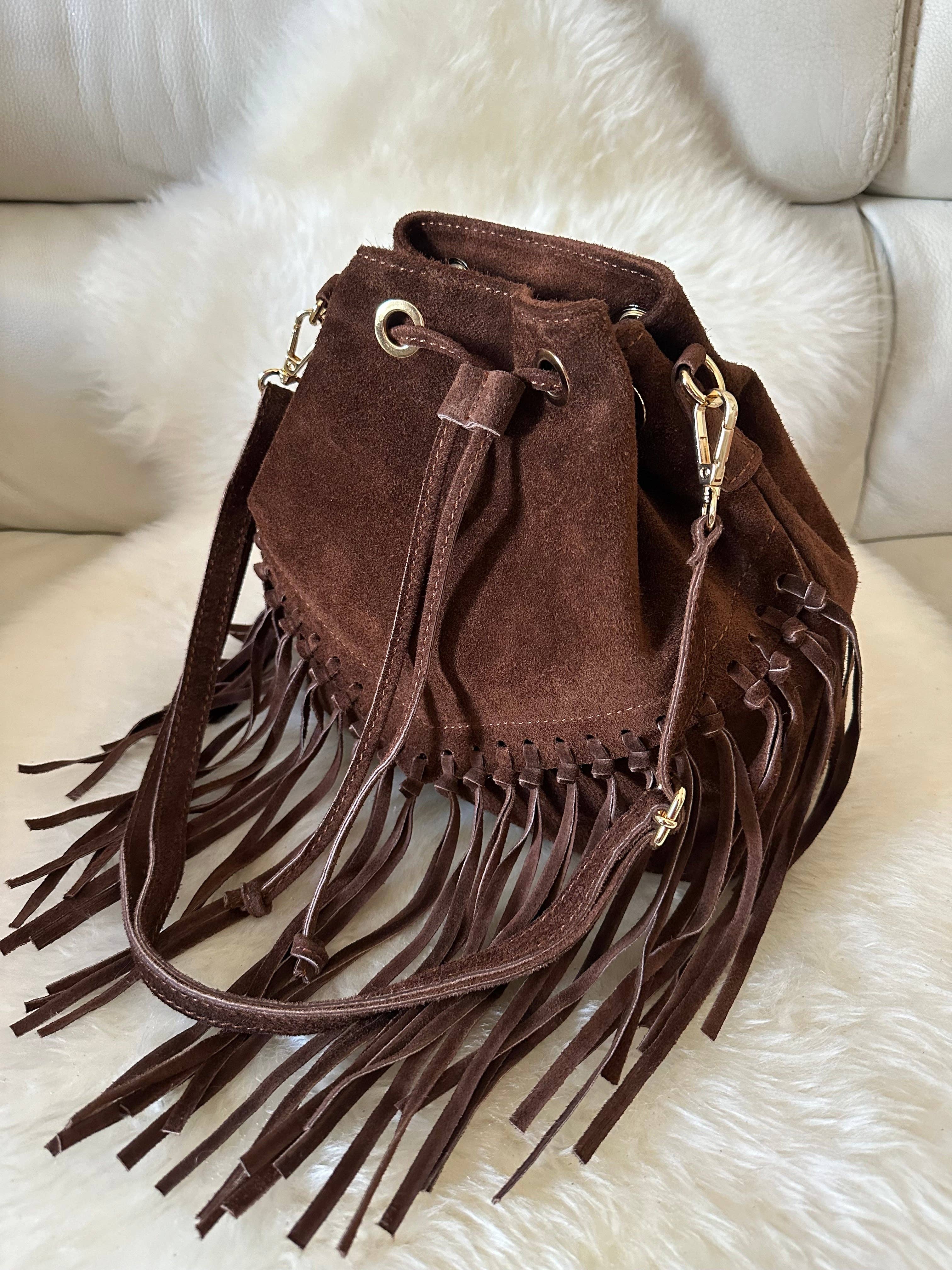 Zhade - Wholesale Shoulder Bag - Women's - SUEDE BUCKET - fringes1