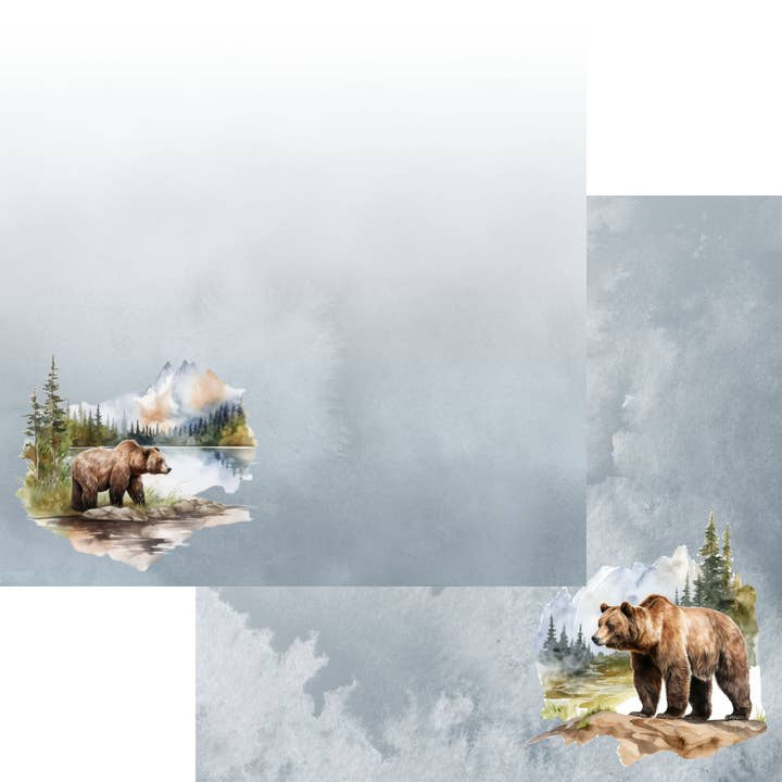 Watercolor Wildlife Collection Brown Bear #2 12 x 12 Double-Sided Scrapbook Paper by SSC Designs - 15 Pack for wholesale by SSC Wholesale