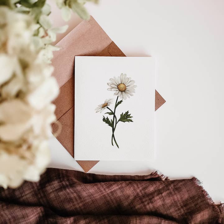 Daisy Card | April Birth Flower for wholesale by Paper Trees Studio LLC