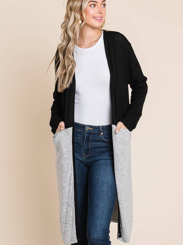 Culture Code - Wholesale Cardigan - Women's - CHD1348LA - COLOR BLOCK HALF DUSTER