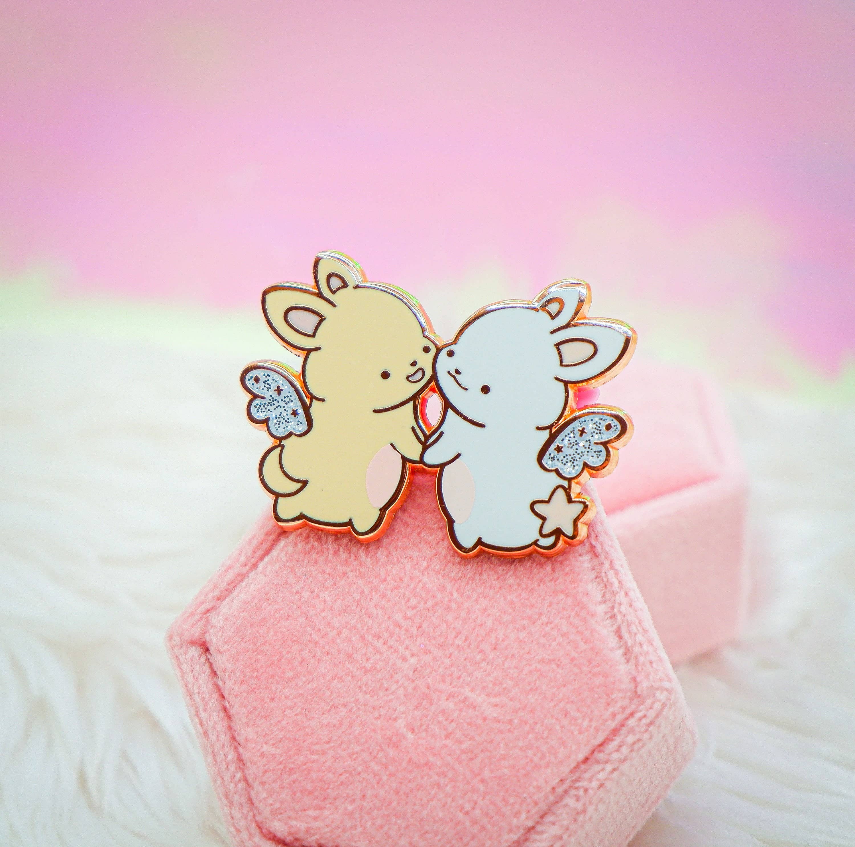 Sheepydust - Wholesale Lapel Pin/Button - Enamel Pin: Star And Moon Angel Bunnies2
