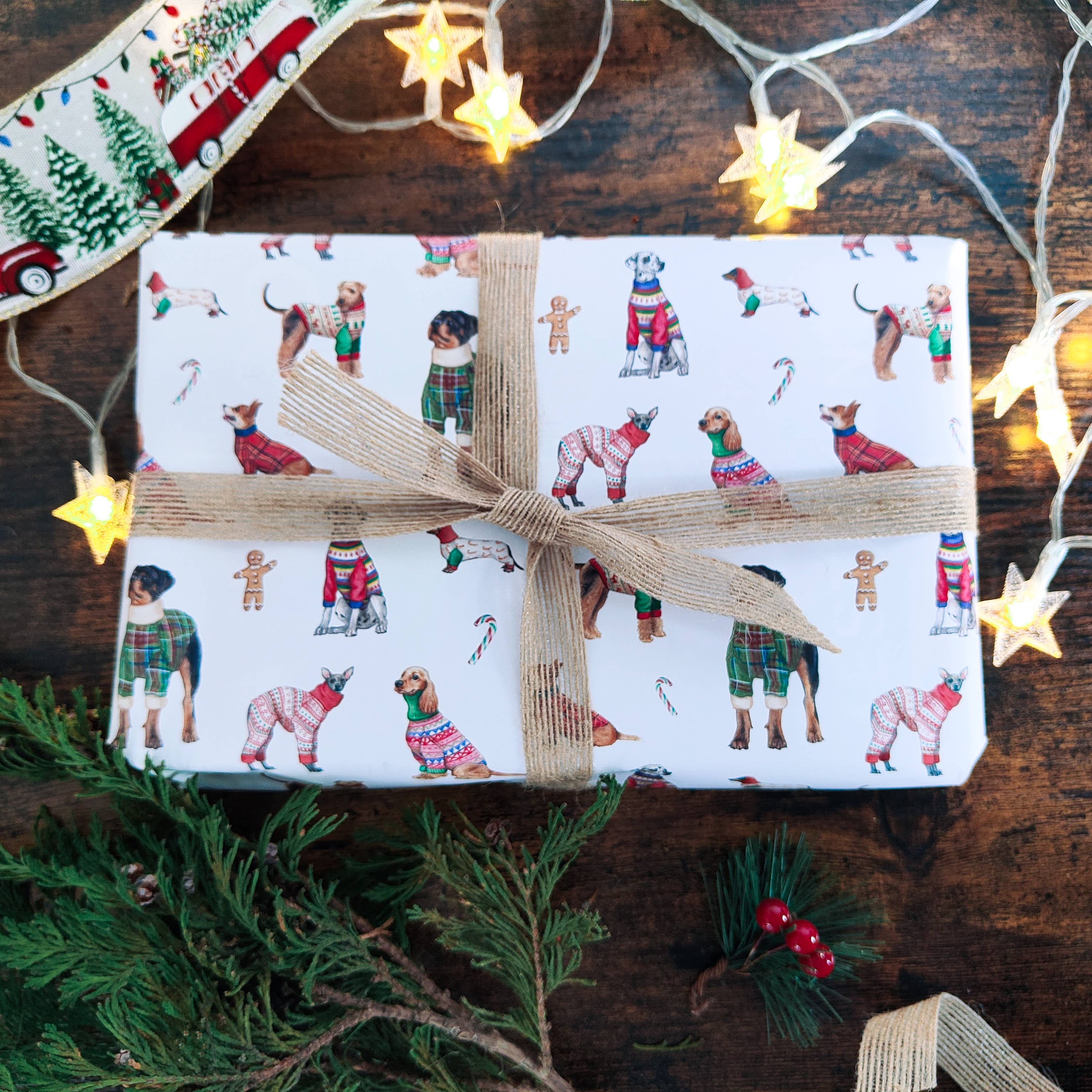 Beth Goodwin Designs - Wholesale Flat Wrap - Christmas Dogs Wrapping Paper Sheet4