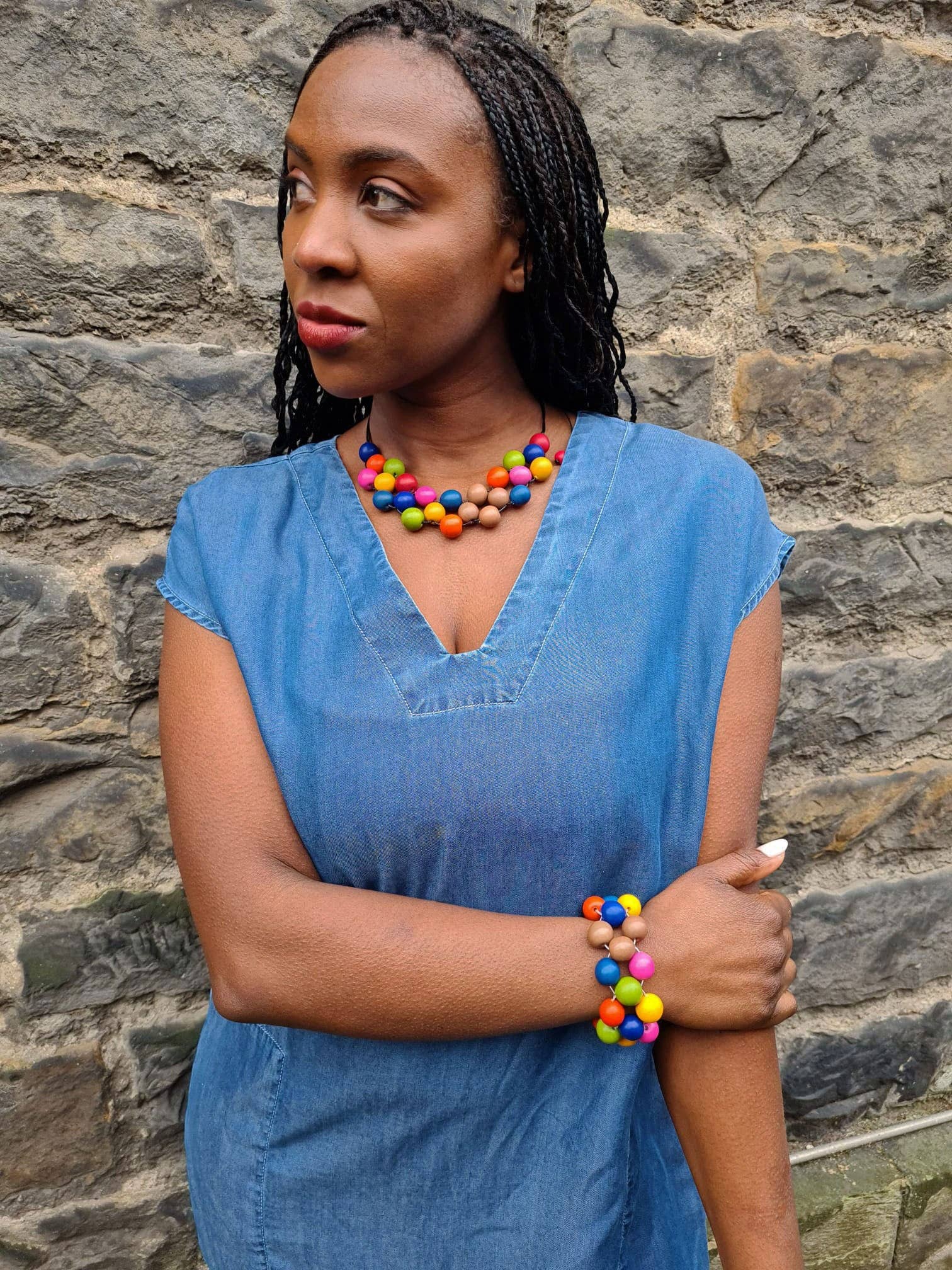 Pretty Pink Eco-Jewellery – wholesale Beaded/pearl necklace – Tagua Chicle Necklace1