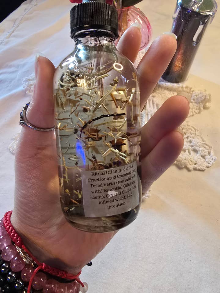 Samhain Crystal Infused Ritual Oil for wholesale by Chaotic Crystal Chick Co.