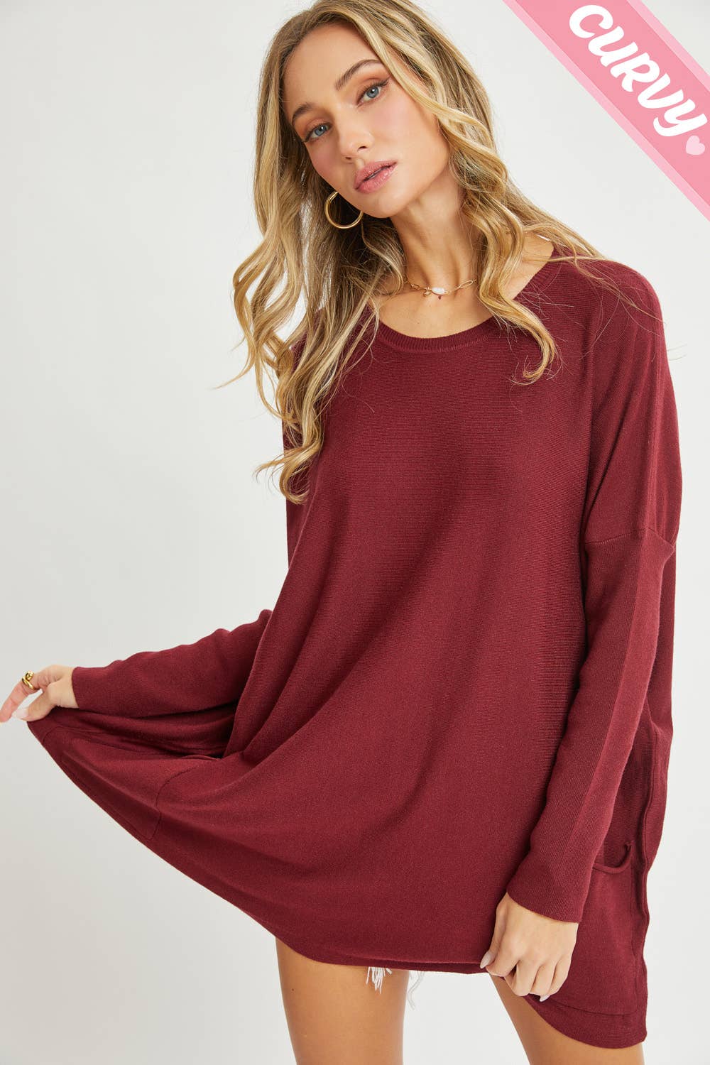 Sweet Lovely by Jen - Wholesale Tunic Sweater - Women's - FRONT POCKET OVERSIZE SWEATER PLUS SIZE11