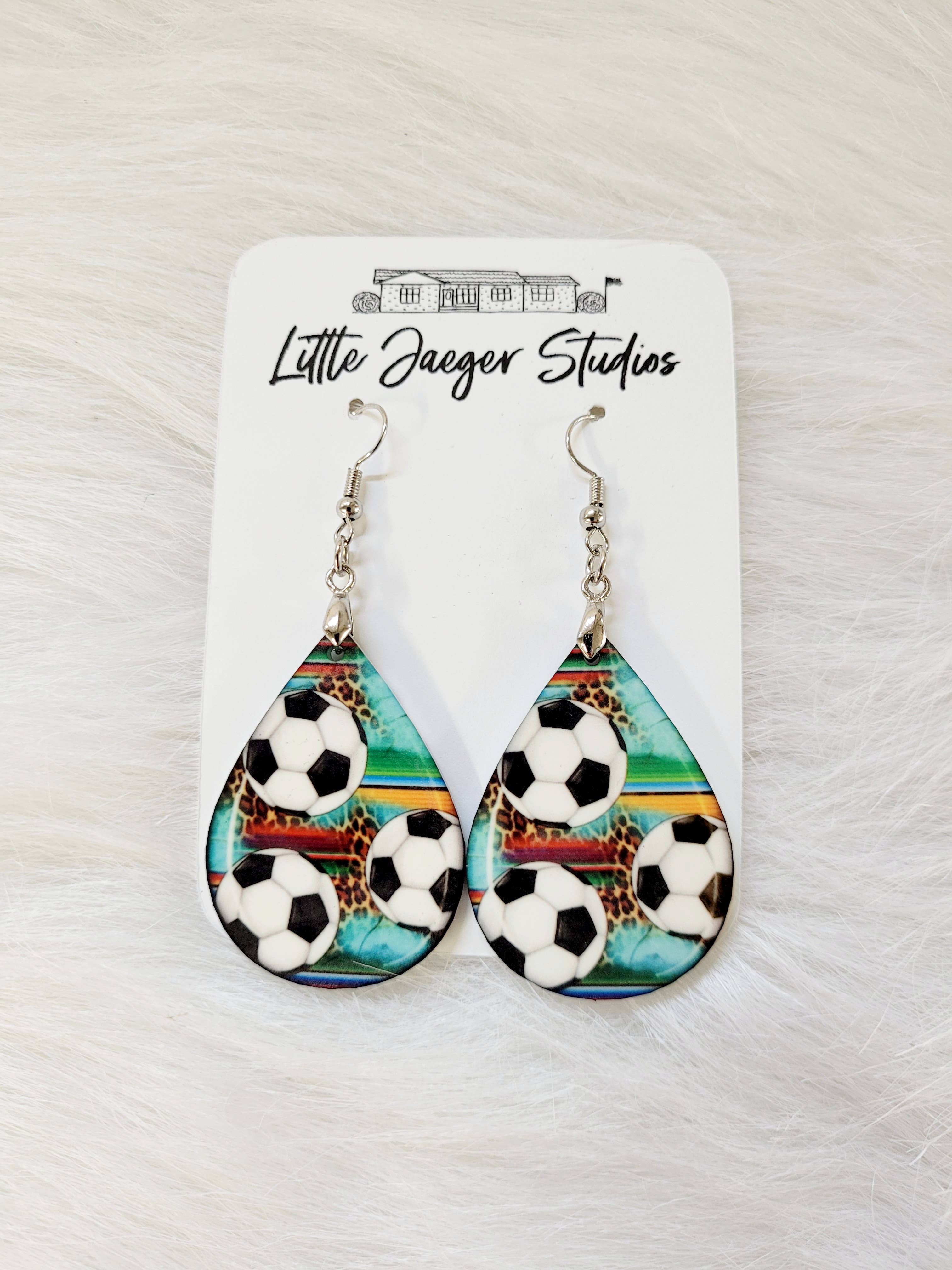 Little Jaeger Studios - Wholesale Dangle Earrings - Soccer Handmade Teardrop Acrylic Earring1