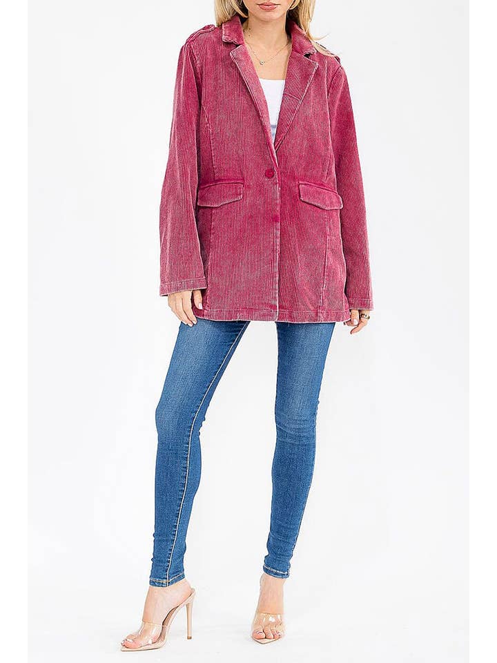 ROUSSEAU – wholesale Blazer – Women's – WASHED CORDUROY FRONT POCEKTS BLAZER2