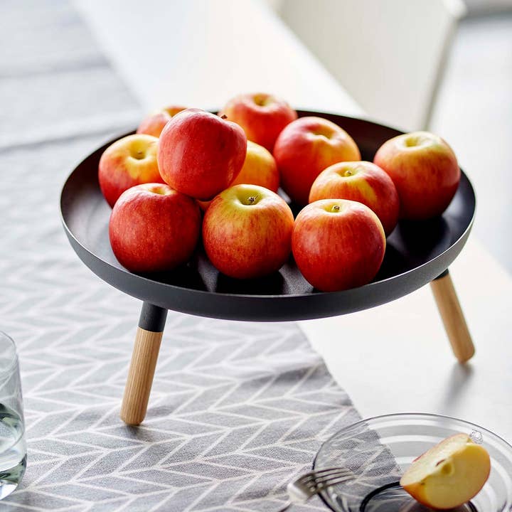 Yamazaki Home - Wholesale Decorative Tray - Countertop Pedestal Tray - Steel + Wood
