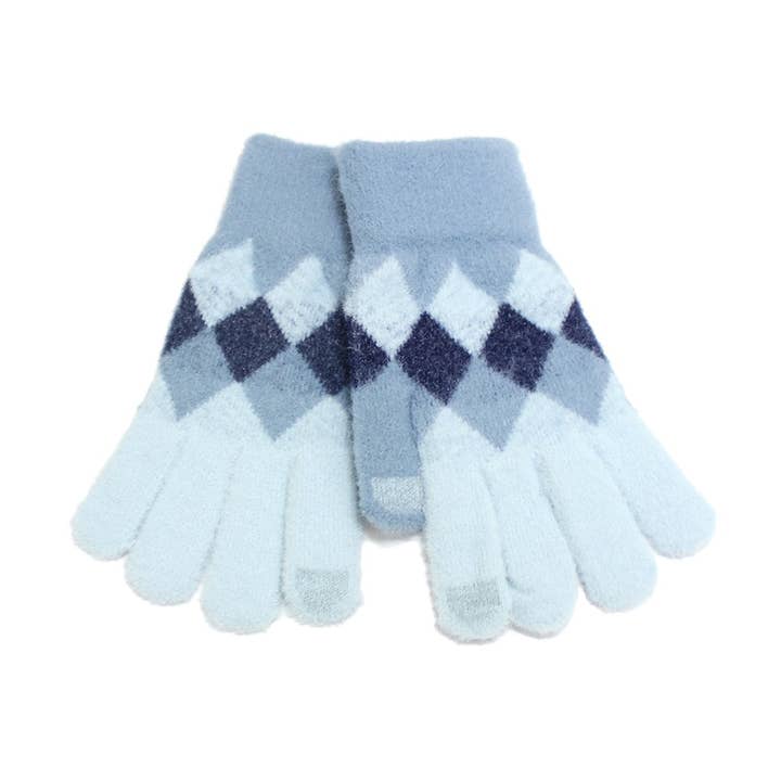 GANTS TACTILES INTELLIGENTS À IMPRIMÉ ARGYLE pour la vente par Girly