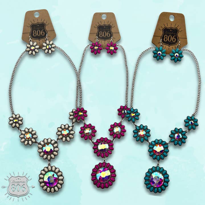 Steenbloem concho kettingset voor wholesale door Pink Panache Brands