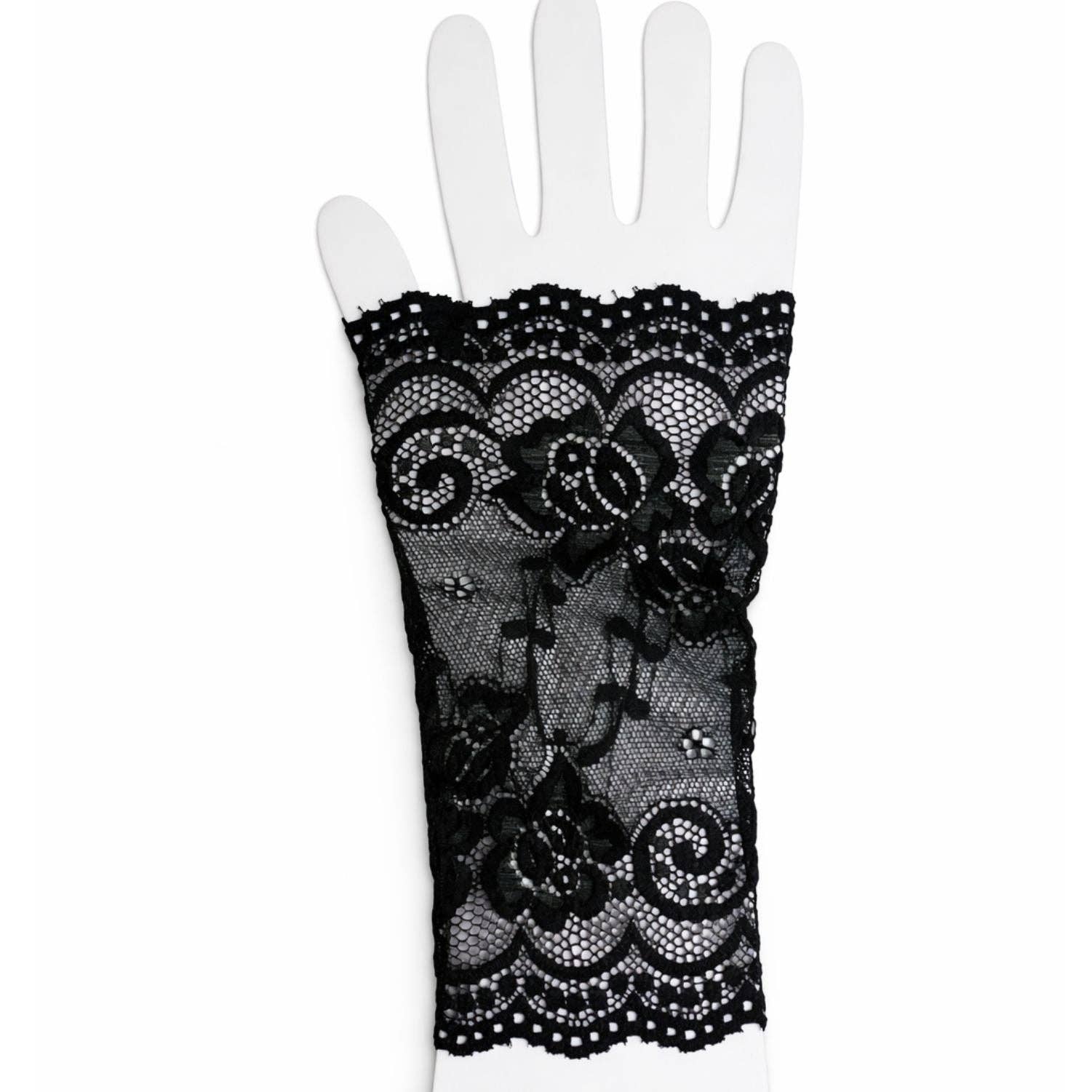 Jagged Halo Jewelry - Wholesale Gloves - Women's - Black Lace Fingerless Gloves2