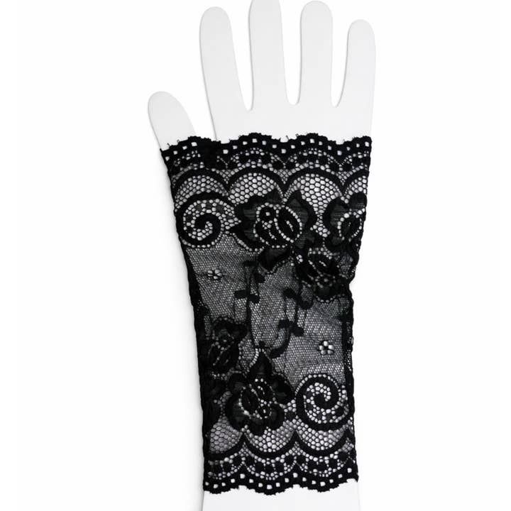 Jagged Halo Jewelry - Wholesale Gloves - Women's - Black Lace Fingerless Gloves2