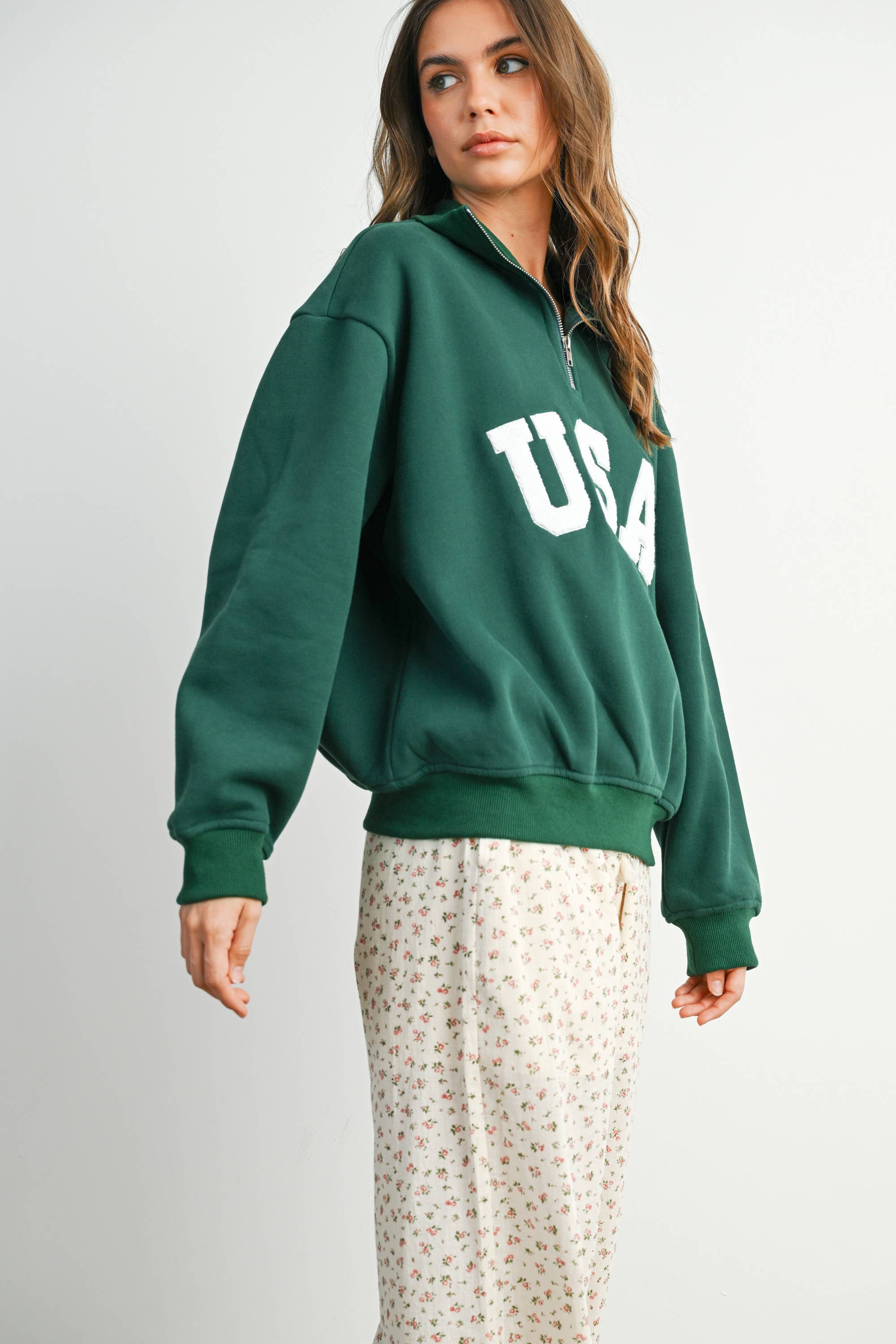 BUTTERMELON - Wholesale Sweatshirt - Women's - Quarter Zip Long Sleeve Top - BMT779537