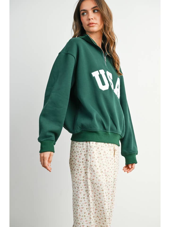 BUTTERMELON - Wholesale Sweatshirt - Women's - Quarter Zip Long Sleeve Top - BMT779537