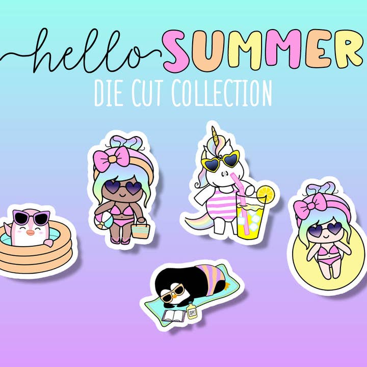 Hej Sommer Sticker DIE CUT Kollektion for engroshandel hos Shine Sticker Studio