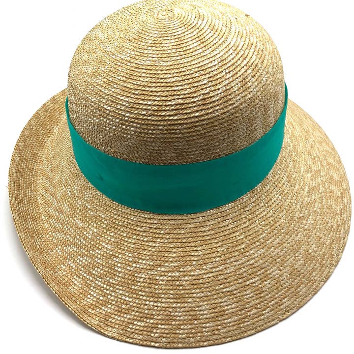Capri Charme - Wholesale Straw Hat - Women's - Woman hat audrey in natural straw emerald green size 572