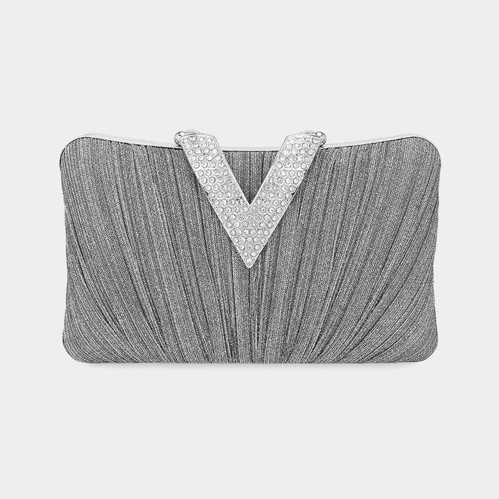 Sensibling Corp. – wholesale Kuvertväska - Dam – Glittrig Tyg Stenbelagd V-vik Clutch / Aftonväska