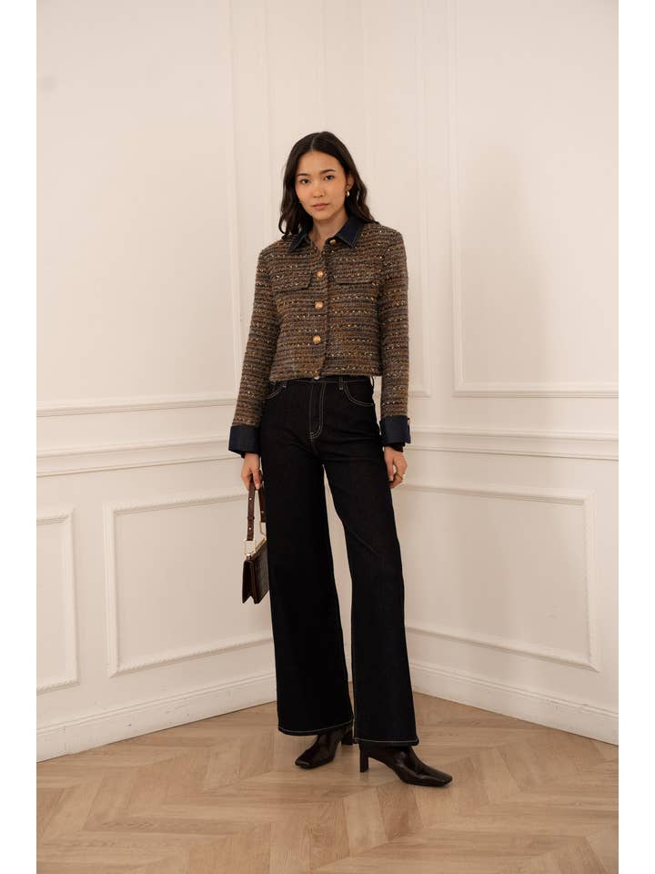 CHOKLATE PARIS (US DUTY-FREE) – wholesale Jacket – Women's – Élise tweed jacket with denim inserts - CK0850812