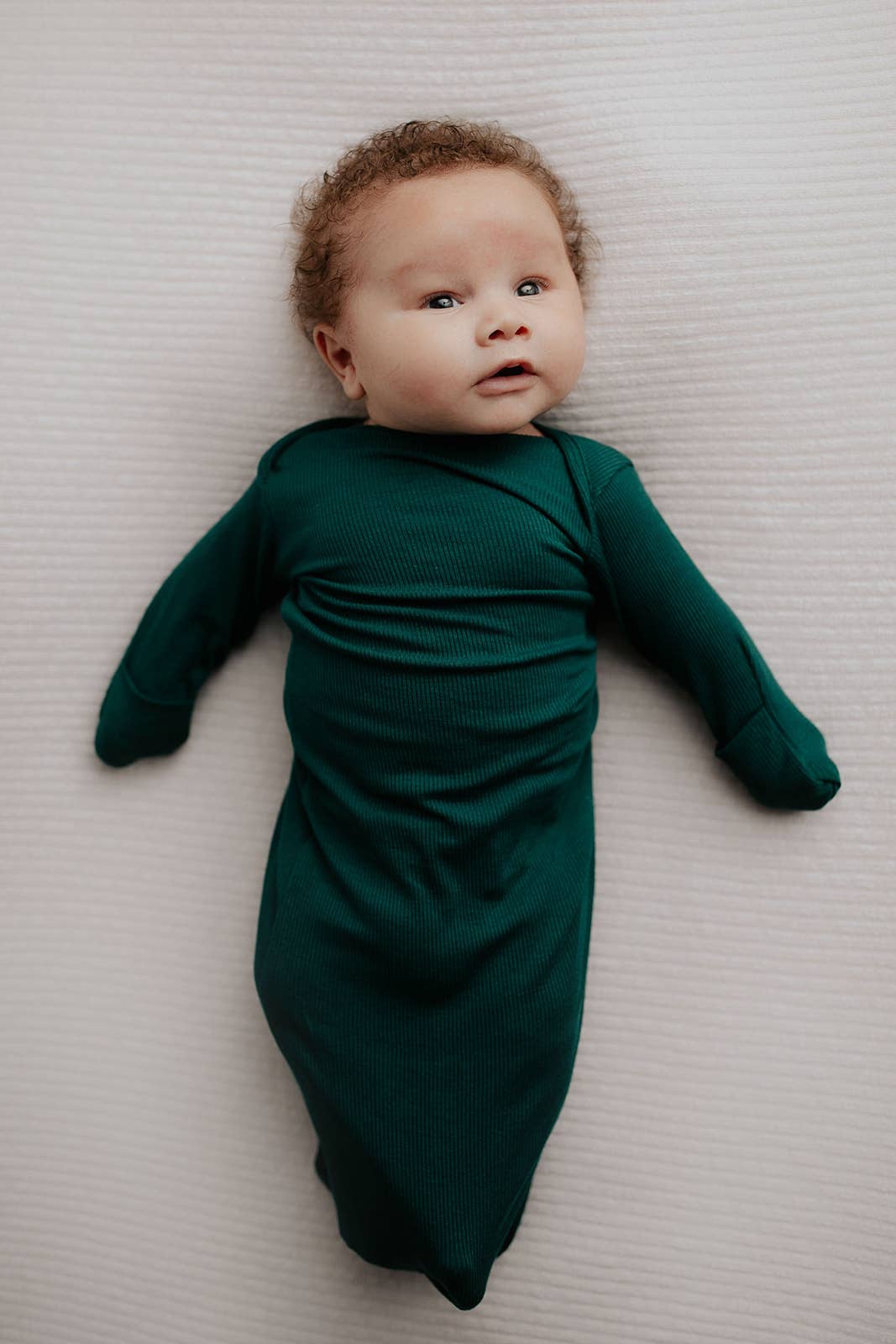 Three Little Tots - Wholesale Babygown - Baby - Forest Green Ribbed Knotted Newborn Baby Gown Sleepwear11