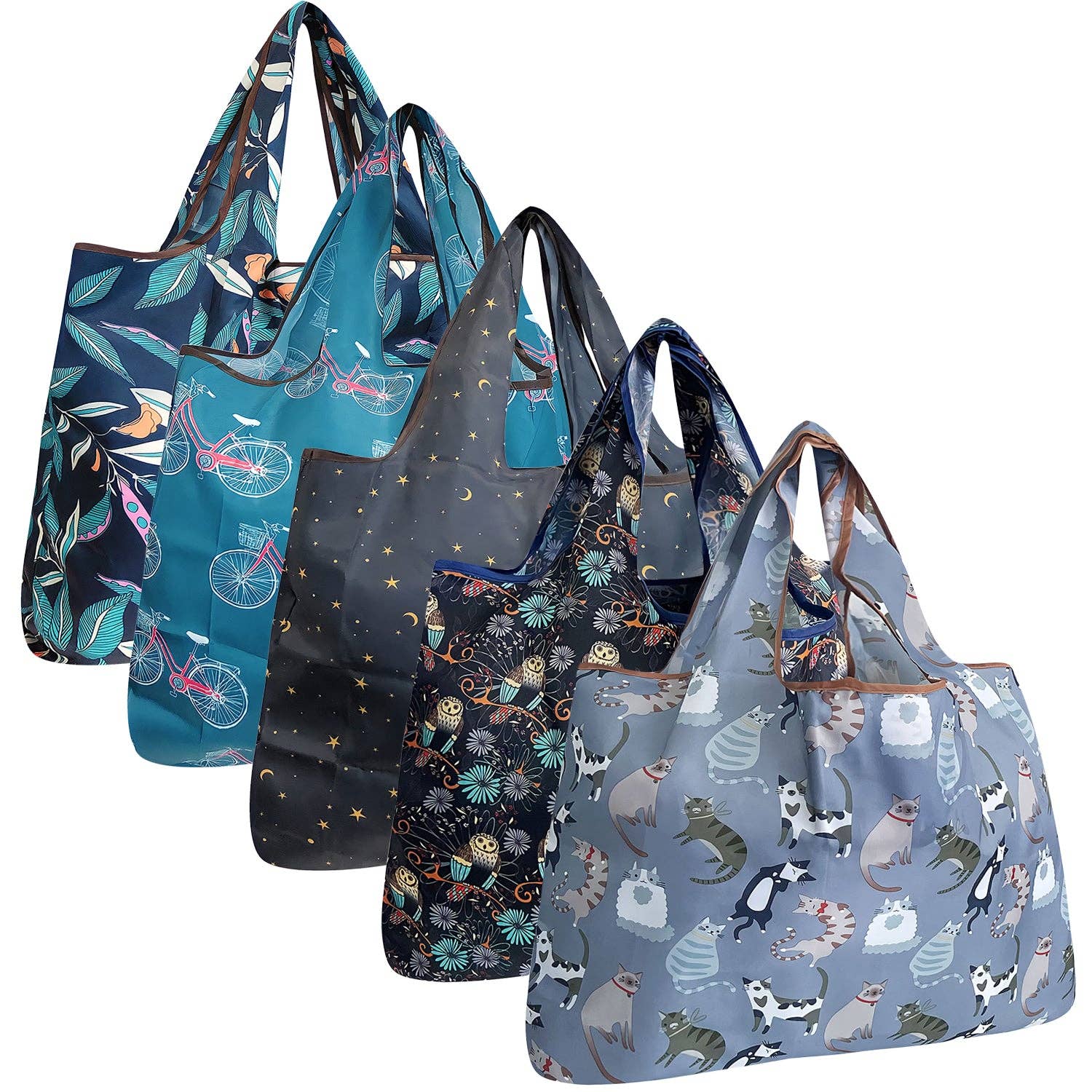 Wrapables.com - Vente Sacs de course/à provisions - Wrapables Lot de 5 grands sacs d'épicerie pliables en nylon22