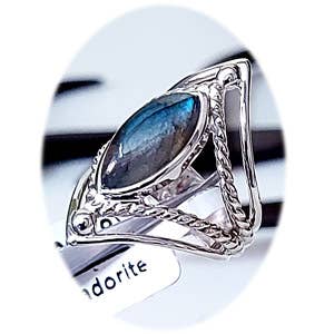 Open Band Style Mystical Sterling Ring - Labradorite for wholesale by Crystal Earth Sterling