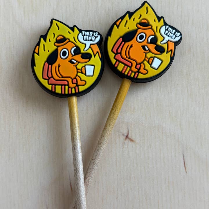 This is fine meme Knitting Needle Point Protectors for wholesale by Comma Craft Co