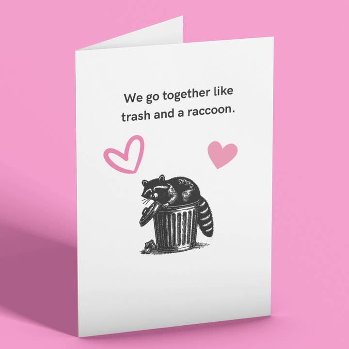 Funny Love Card - Trash and Raccoon for wholesale by Mabelgram
