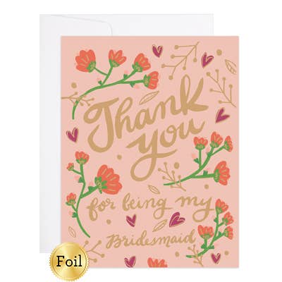 Thank You Bridesmaid - Thank You Card for wholesale by 9th Letter Press