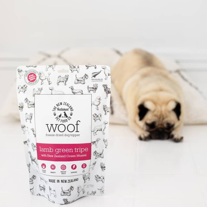 The New Zealand Natural Pet Food Co - Wholesale Pet Treats - Dog - Woof Lamb Green Tripe Topper 6.3oz3