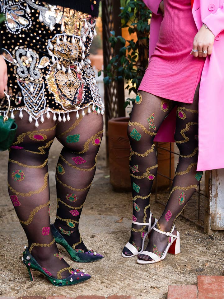 Sock Candy - Wholesale Tights - Women's - Pearls & Jewels Black Sheer Tights2
