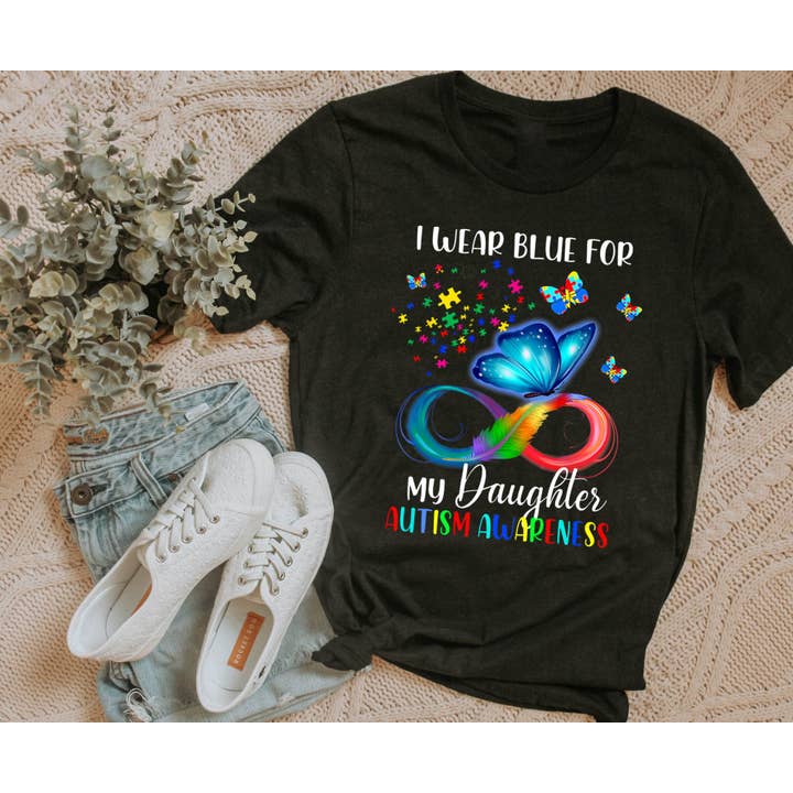 I Wear Blue For My Daughter Autism Awareness for wholesale by Great Tees