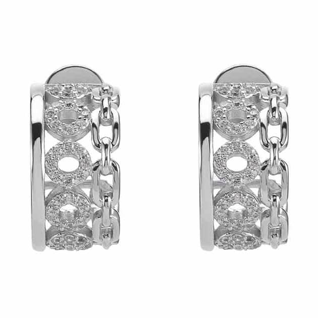Rhodium-plated silver earrings with white zirconia for wholesale by ORUS BIJOUX