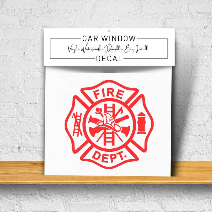 Fire Fighter Vinyl Window Decal 6" (Red, Retail Packaging) for wholesale by Megabella Creations