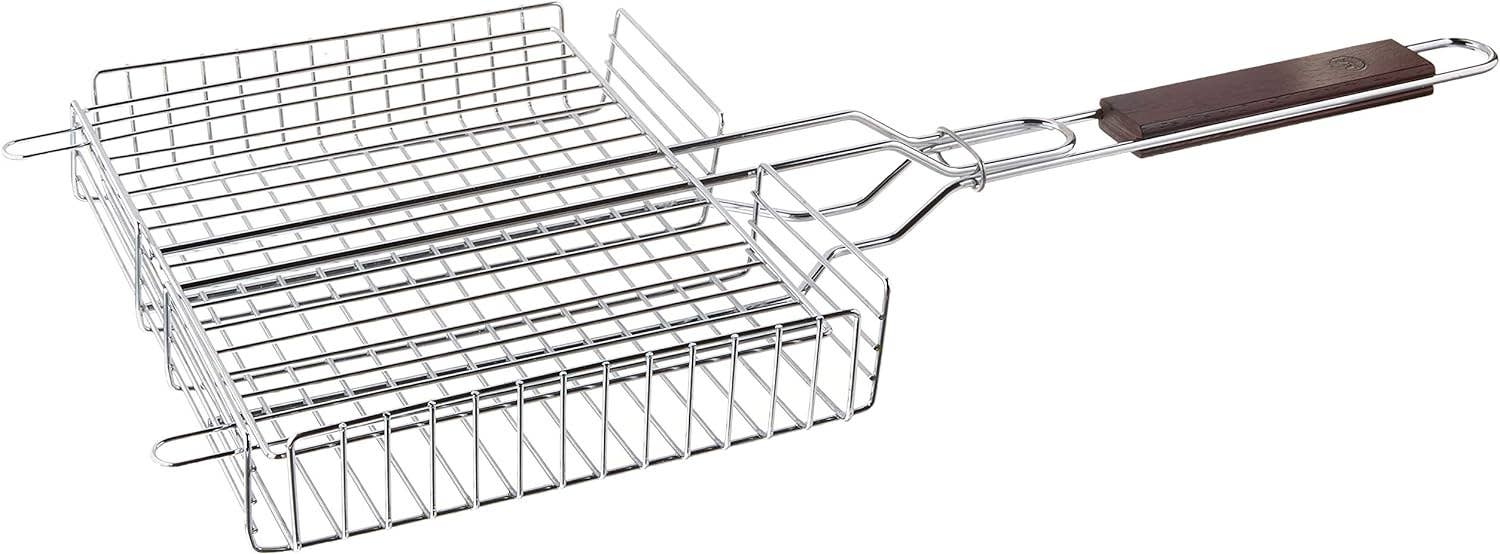 Fox Run Brands – wholesale Outdoor grill tools – Outset Chrome Grill Basket with Rosewood Handle, 25" Long3