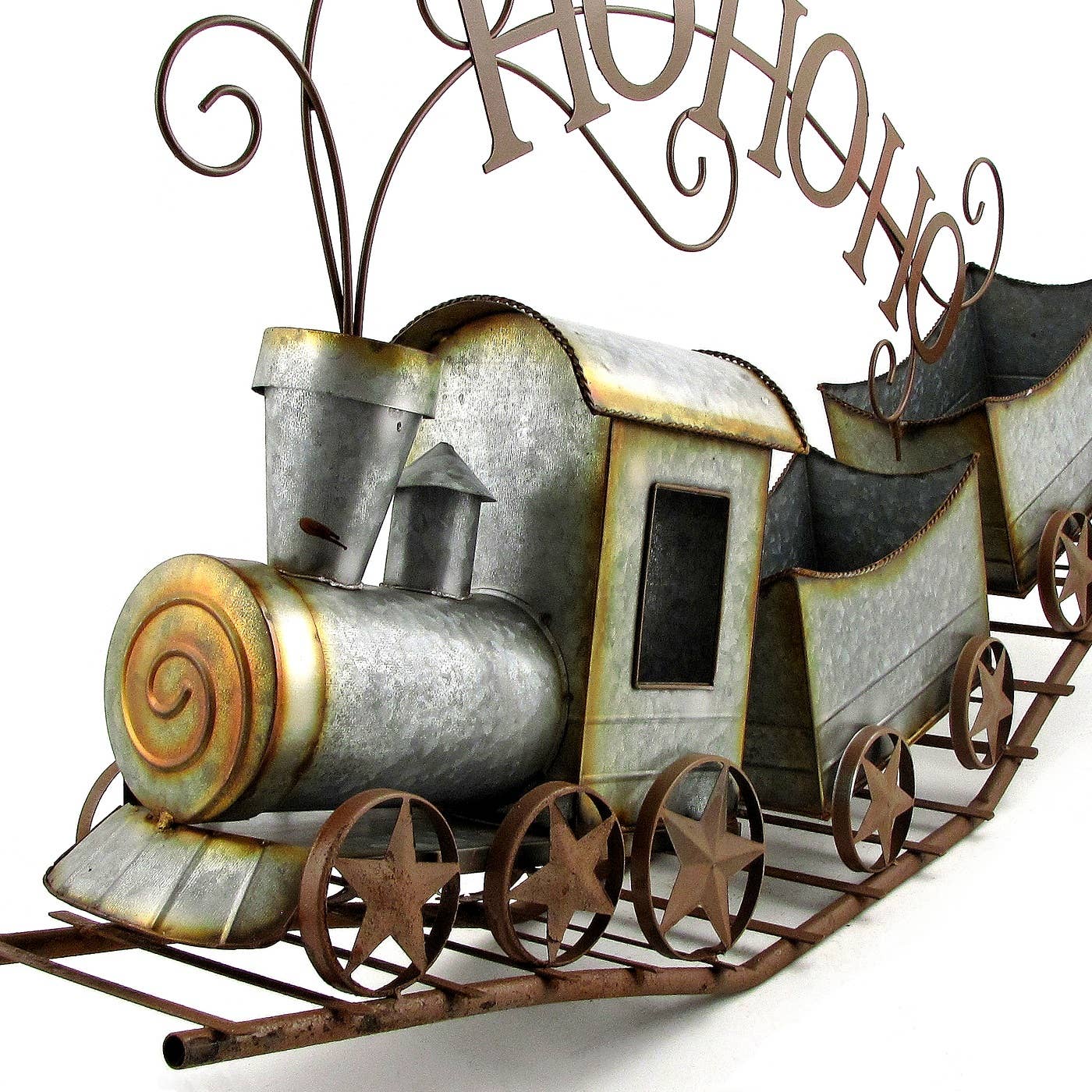 Zaer Ltd. International - Wholesale Christmas Decoration - 36" Long Galvanized Christmas Train "HO HO HO"9