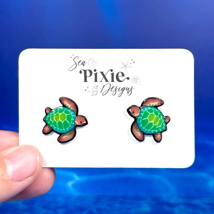 Sea Pixie Designs - Wholesale Knopjes/oorstekers - Zeeschilpad Oorbellen, Kust & Lichtgewicht0