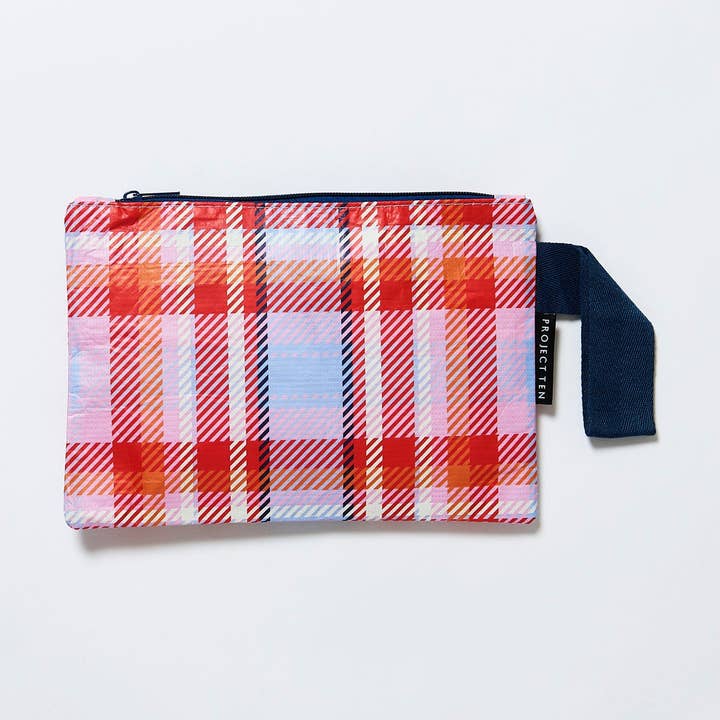 Tartan Mini Zip Pouch for wholesale by Project Ten Pty Ltd