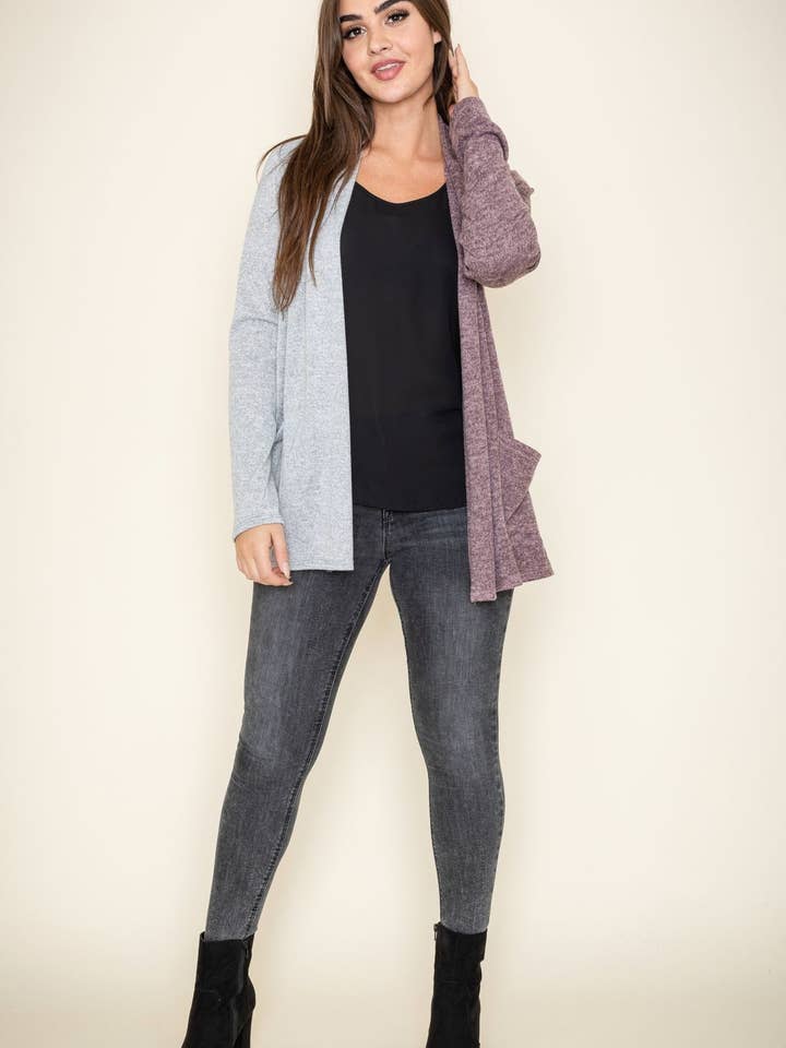 Plus tweekleurig gebreid vest voor wholesale door EG fashion