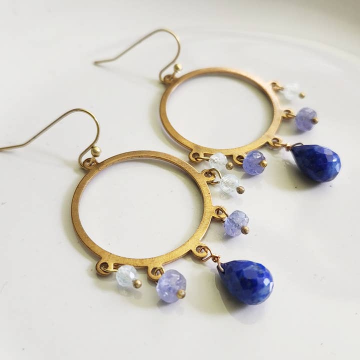 Sara Sela Jewelry - Wholesale Dangle Earrings - Gemstone and Brass Chandelier Bridal Statement Earrings5