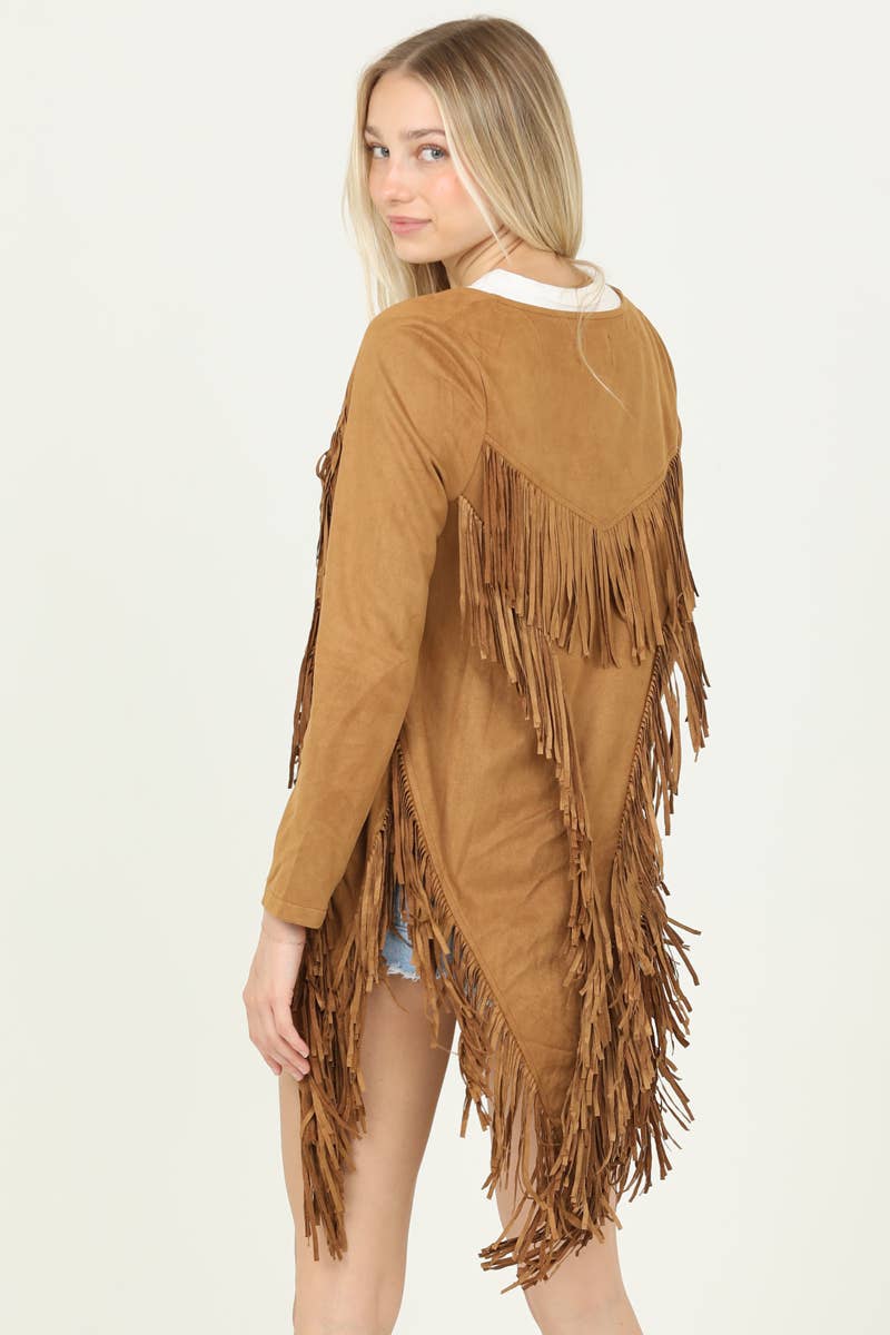 ANGIE - Wholesale Jacket - Women's - SJ598-ASIS FAUX SUEDE FRINGE DETAIL JACKET10