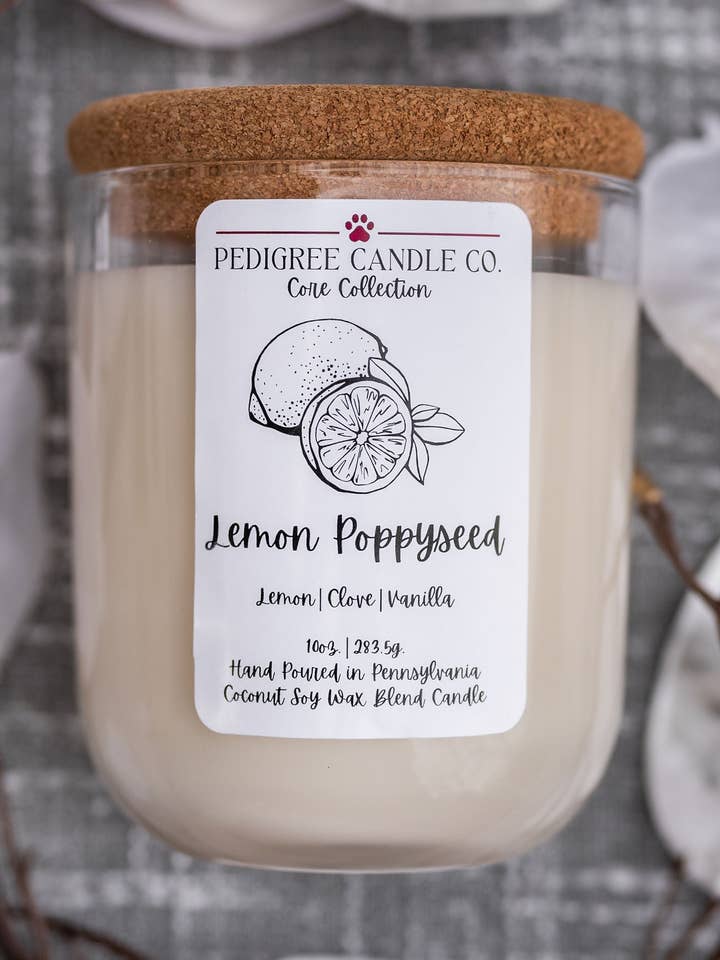 Lemon Poppyseed Candle for wholesale by Pedigree Candle Co.