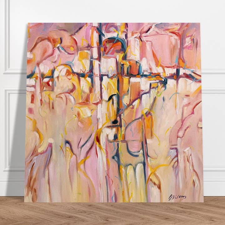 « Pueblo Abstrait » Abstrait I 16x16 Affiche en Papier Mat de Qualité Musée | Œuvre Originale de l'Artiste Américaine Barbara Cleary pour la vente par Barbara Cleary Designs