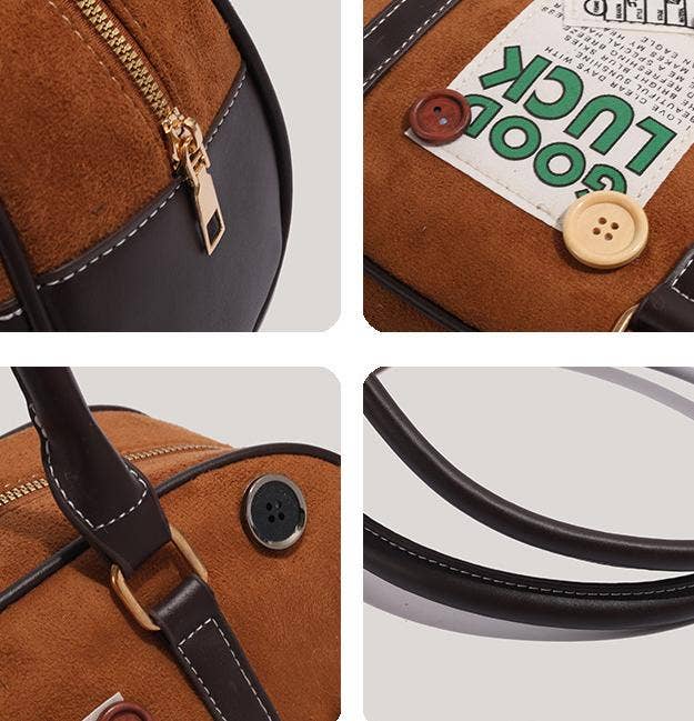 Brown Buttons random bowling Handle Bag for wholesale on Faire3