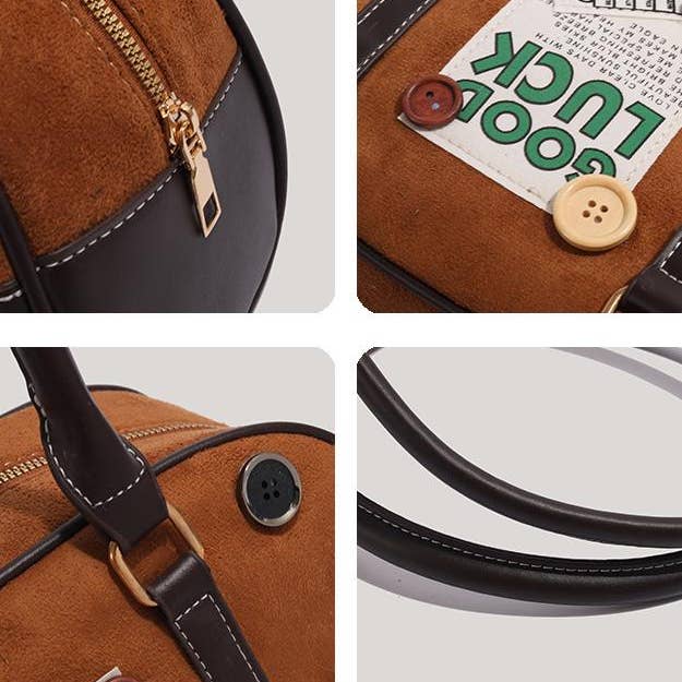 Brown Buttons random bowling Handle Bag for wholesale on Faire3