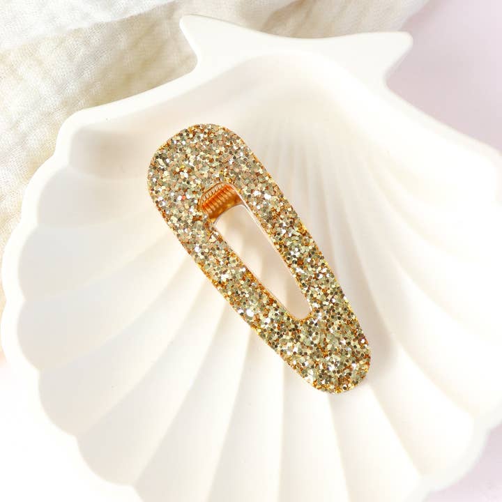 CG Home - Wholesale Barrette - Women's - Large gold glitter triangle hair clip2