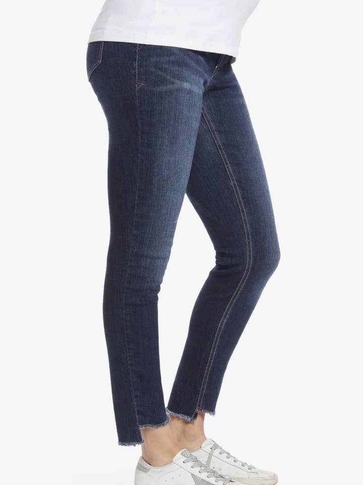 Maternity 28" Skinny Jean w/ Step Hem & Bellyband in Raquel for wholesale by 1822 Denim