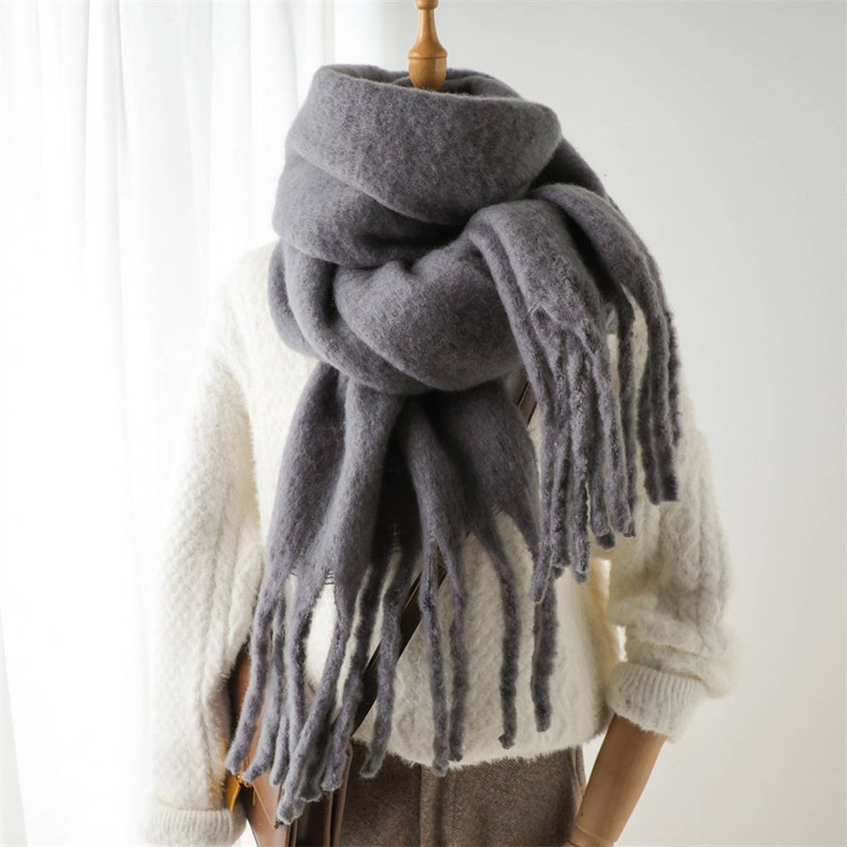 ACCITY - Wholesale Scarf - Women's - Mohair Tassel Scarf for Winter, Unisex Long Shawl_CWASC096513