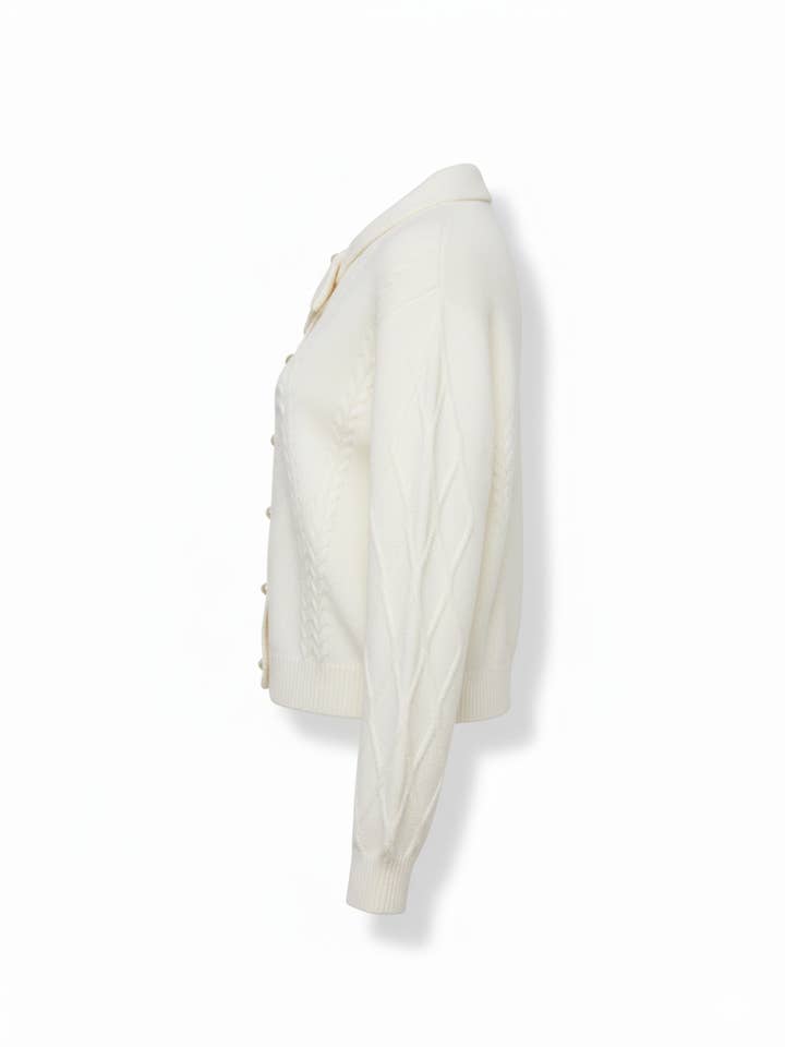 CCIC New York - Wholesale Cardigan - Women's - Cable Knit Cardigan Pearl Button Lambswool Warm6