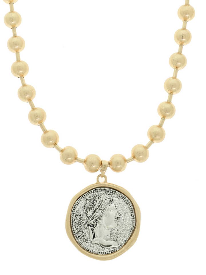 Caesar Roman Coin Pendant Necklace N16875WG for wholesale by anbfashion