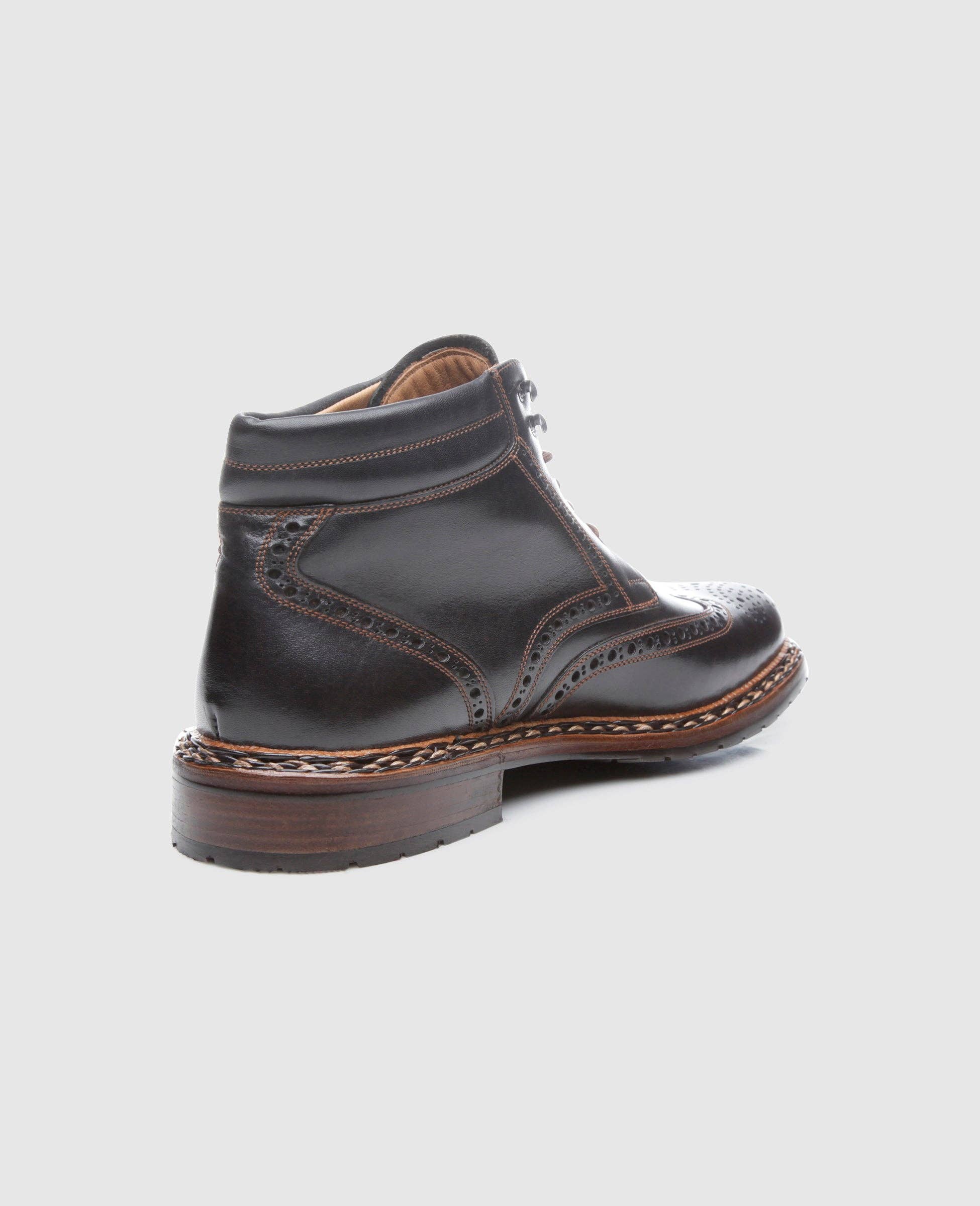 Wholesale buda full brogue fc boots double stitched calfskin black